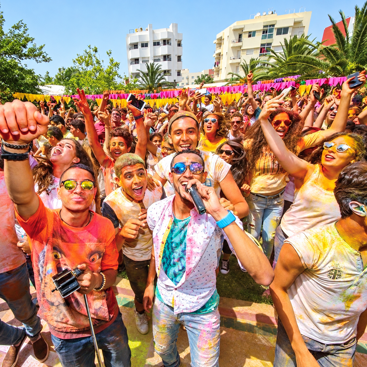 Fête des couleurs en plein air avec animation musicale